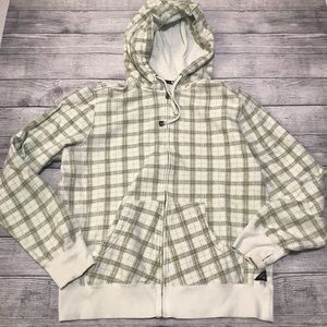 Hurley Hooded Plaid Sweatshirt White Green…
